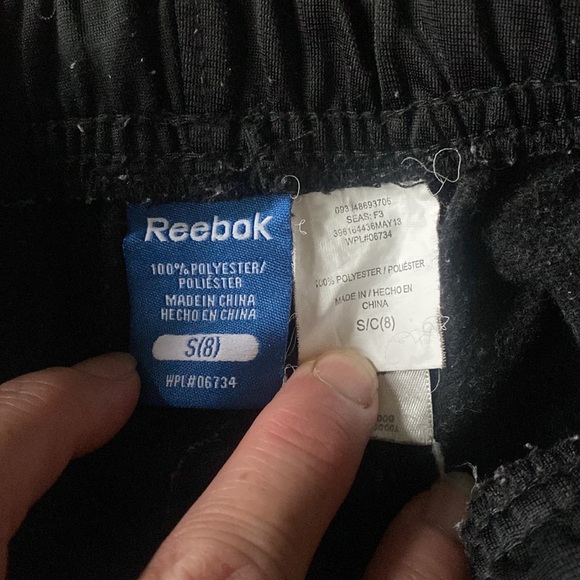 Reebok tricot pants size S (8) boys. Black white and orange/grey. - Picture 7 of 16